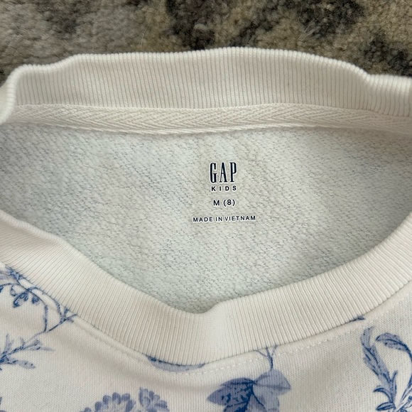 GAP Kids Blue and White Floral Print Cotton Sweatshirt - Picture 2 of 3